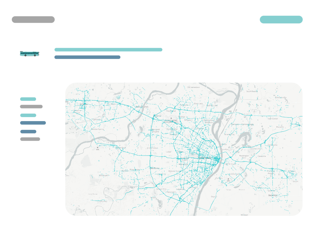 An out-of-home transit campaign route map in Saint Louis, Missouri